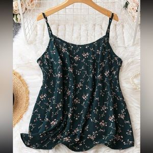 Green floral tank